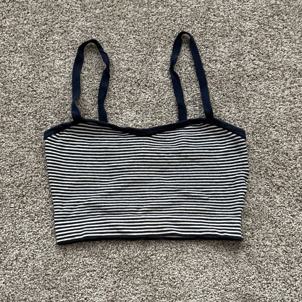 American Apparel Navy and White Striped Top